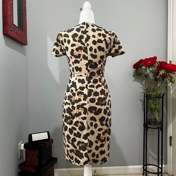 NEW Banana Republic Mad Men Tailored Career Classic Leopard Sheath Dress 2P NWT - Picture 6 of 16